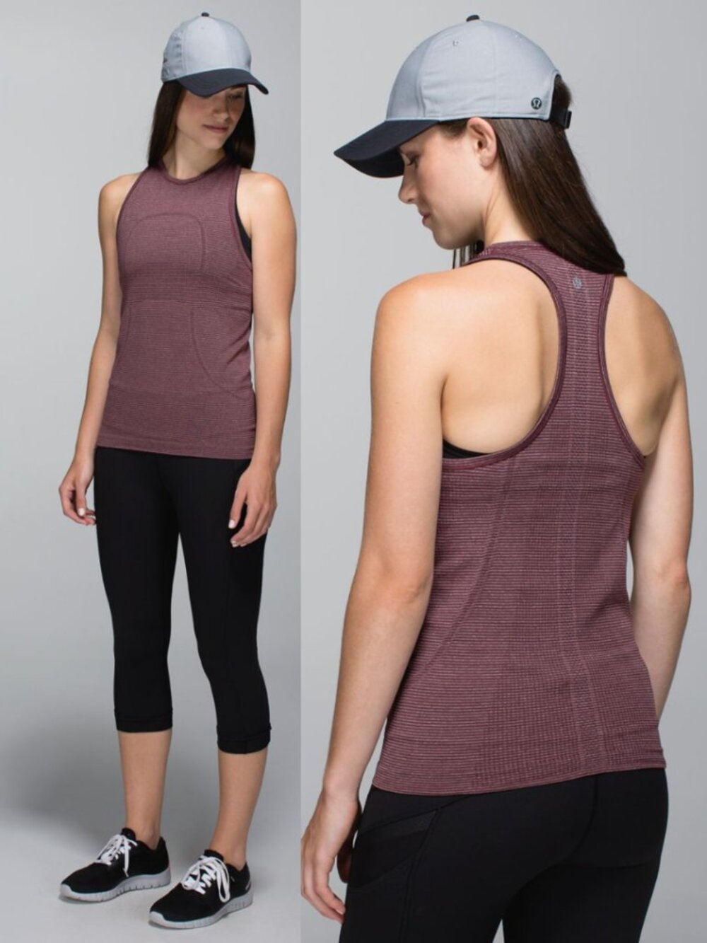 Lululemon Burgundy Tonka Stripe Swiftly Tech Tank